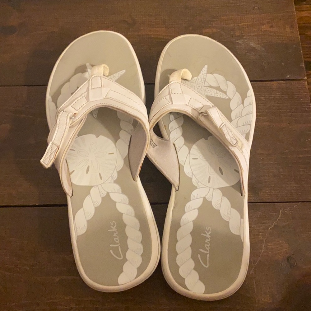 Clark’s flip flops
